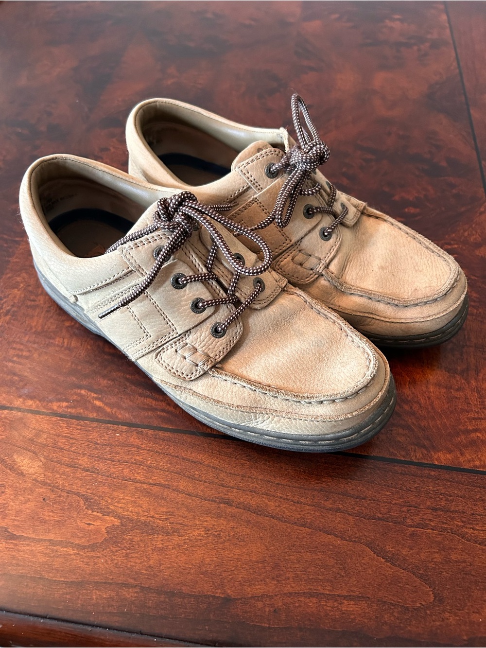 Earth Shoe Park Casual Comfort Oxford Men's Size 10.5 W Beige Leather Lace Shoes